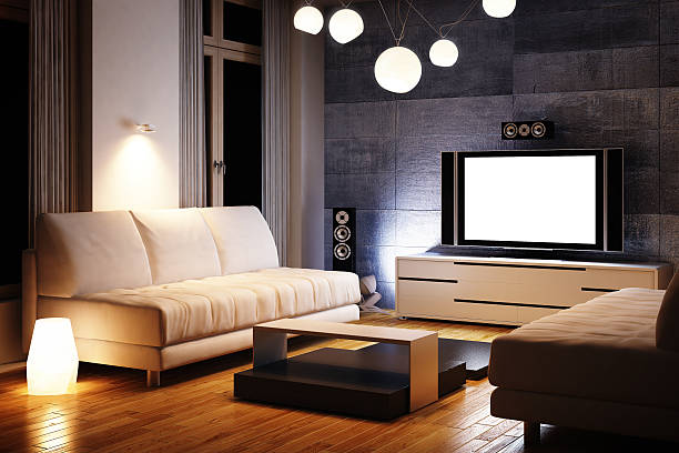 Sofa in modern 3d rendered interior
